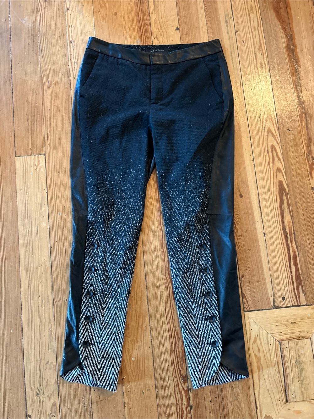 rag & bone wool leather button pant Black Trouser 6